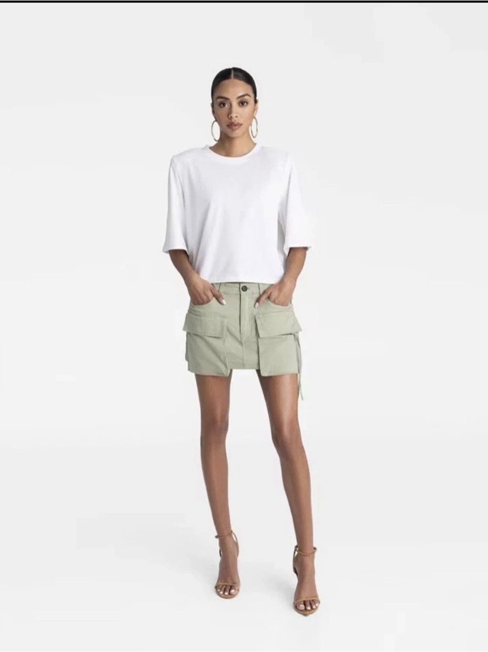 KBB by KAHLANA Women's 'The Cargo Mini Skirt '- Olive Green 2